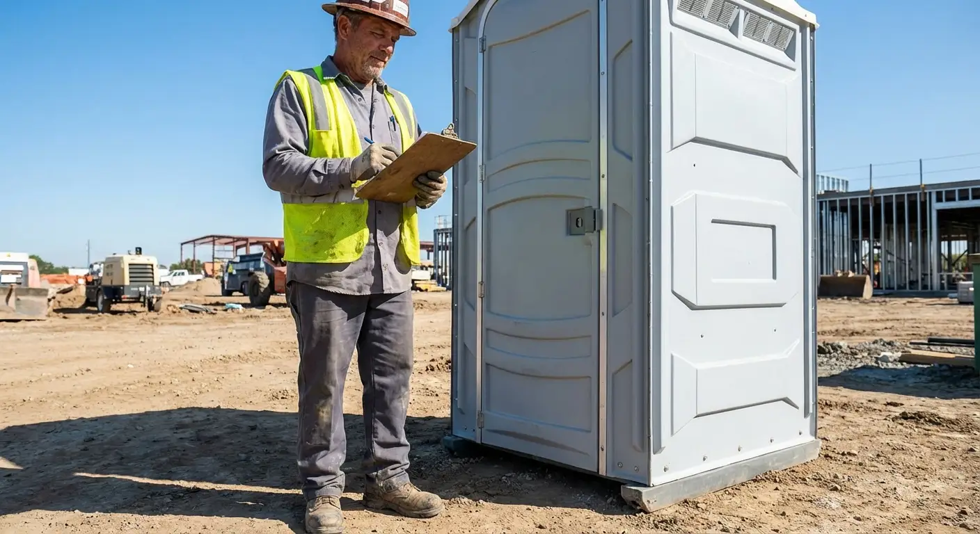 Portable toilet delivery truck ready for service in Ann Arbor, MI
